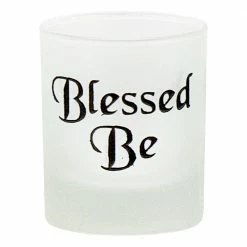 Kheops International Blessed Be Etched Glass Votive Candle Holder Candles & Accessories