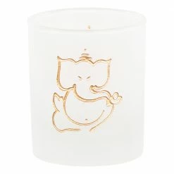 Kheops International Ganesha Etched Glass Votive Candle Holder Candles & Accessories