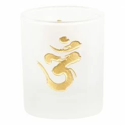 Kheops International OM Etched Glass Votive Candle Holder
