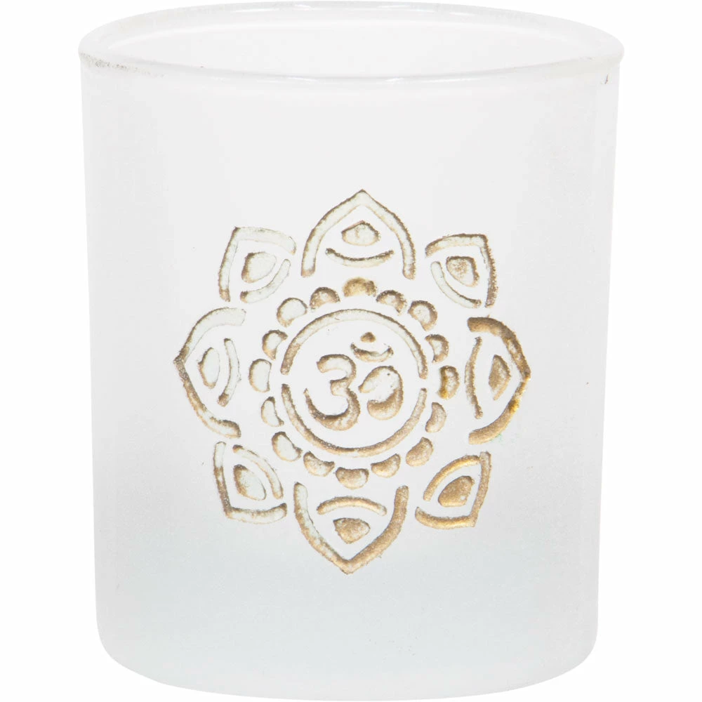Deals 🎁 Kheops International OM Flower Etched Glass Votive Candle Holder 😍 3 Kheops International OM Flower Etched Glass Votive Candle Holder