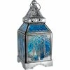Kheops International Dreamcatcher Glass & Metal Lantern ~ Blue ~ Candle Holder Candles & Accessories