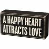 Primitives By Kathy A Happy Heart Attracts Love Box Sign