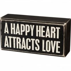 Primitives By Kathy A Happy Heart Attracts Love Box Sign