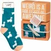 Primitives By Kathy Sale! Weird Is A Side Effect Of Awesome Llama Socks & Box Sign Gift Set
