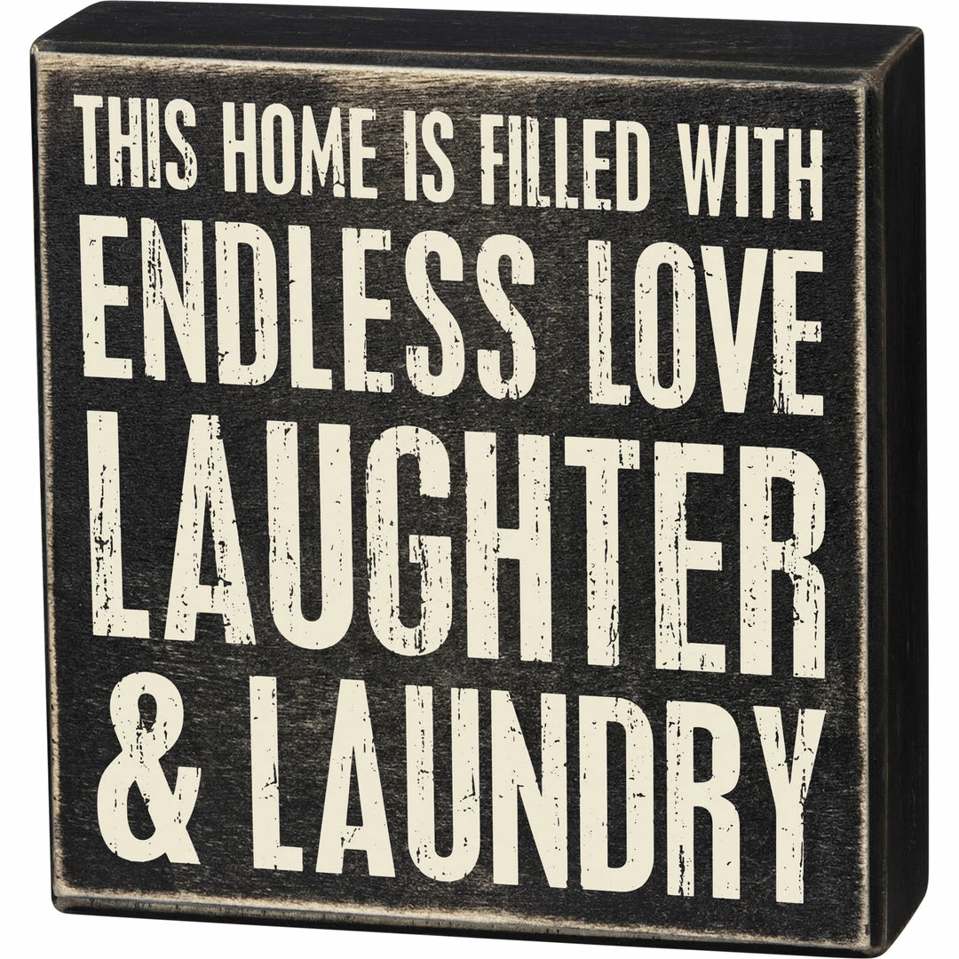Budget 😀 Primitives By Kathy This Home Is Filled With Endless Love Laughter & Laundry Box Sign 🛒 3 Primitives By Kathy This Home Is Filled With Endless Love Laughter & Laundry Box Sign