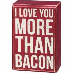 Primitives By Kathy Socks! Socks! Socks! I Love You More Than Bacon Socks & Box Sign Gift Set