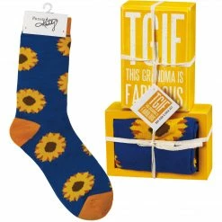 Primitives By Kathy TGIF This Grandma Is Fabulous Socks & Box Sign Gift Set