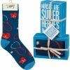 Primitives By Kathy Nurses Are Super Heroes In Disguise Socks & Box Sign Gift Set Socks! Socks! Socks!