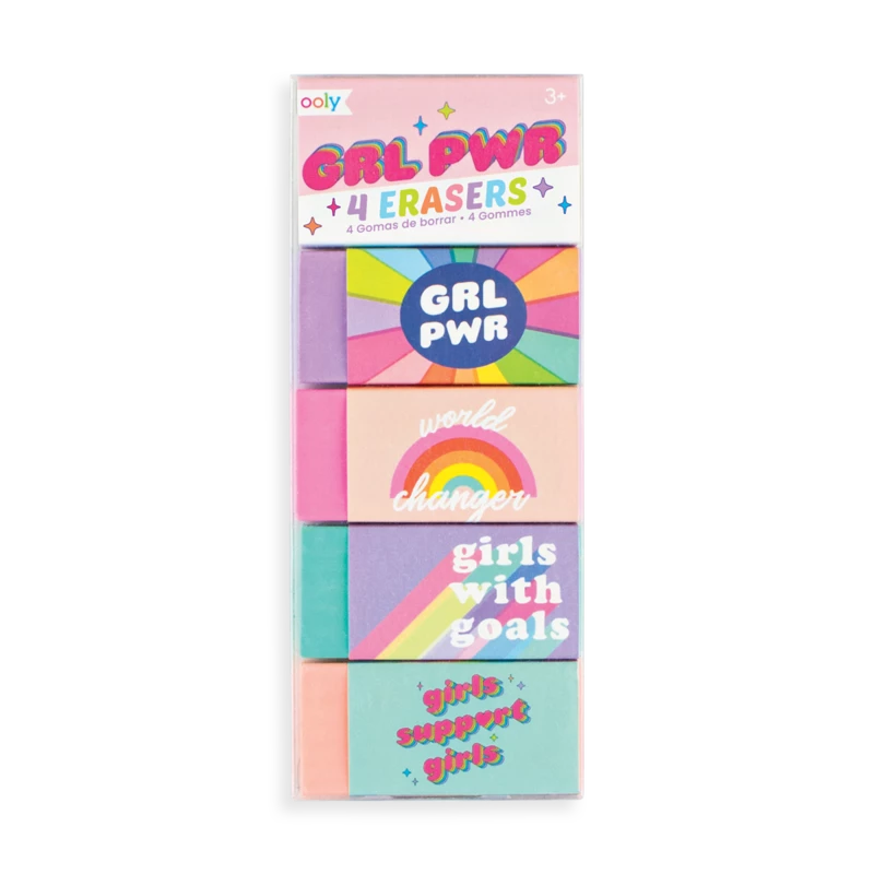 Hot Sale ⌛ Ooly GRL PWR Girl Power Pencil Erasers Set Kids Crafts & Activities 🎉 3 Ooly GRL PWR Girl Power Pencil Erasers Set Kids Crafts & Activities