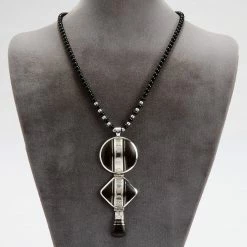 Ten Thousand Villages Desert Beauty Ebony & Onyx Silver Necklace Handcrafted In Niger