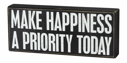 Promo ⭐ Primitives By Kathy Box Signs Make Happiness A Priority Today Wooden Box Sign 😍 3 Primitives By Kathy Box Signs Make Happiness A Priority Today Wooden Box Sign