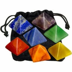 Kheops International Gemstone Carved Pyramid Chakras (Set Of 7)