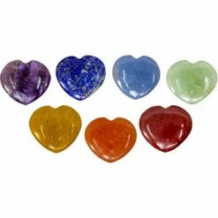 Kheops International Crystals & Tumbled Stones Gemstone Carved Hearts Chakra (Set Of 7)