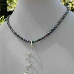 Dawn Welburn - Consignment Lavender Freshwater Pearl Necklace With Freeform Silver Pendant Local Artisan Handmade Gifts