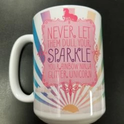 Tree Free Greetings Rainbow Ninja Glitter Unicorn Mug Unicorns
