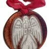 Raku Potteryworks Angel Gifts Angel With Heart Silhouette Medallion Ornament From Raku Pottery