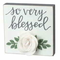 Primitives By Kathy So Very Blessed Floral Accent Block Sign Box Signs