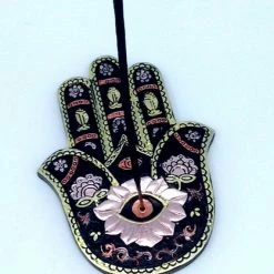Fantasy Gifts Black And Gold Hamsa Hand Incense Burner Incense & Accessories