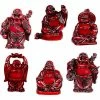 Kheops International 2" Redstone Buddha Figurines (Safe Travels, Prosperity, Love, Spiritual Journey, Happy Home, And Long Life)