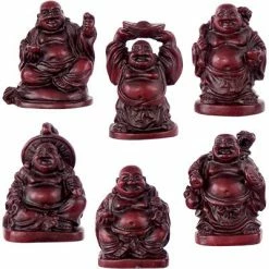 Kheops International 1" Redstone Buddha Figurines (Safe Travels, Prosperity, Love, Spiritual Journey, Happy Home, And Long Life) Sale!