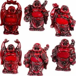 Kheops International 3" Redstone Buddha Figurines (Safe Travels, Prosperity, Love, Spiritual Journey, Happy Home, And Long Life)