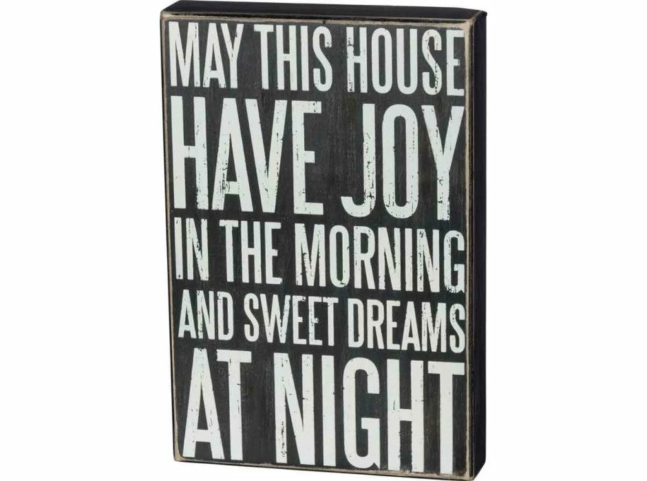 Wholesale ✨ Primitives By Kathy May This House Have Joy In The Morning And Sweet Dreams At Night Box Sign ❤️ 3 Primitives By Kathy May This House Have Joy In The Morning And Sweet Dreams At Night Box Sign