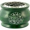 Om Imports Tree Of Life Carved Natural Stone Screen Charcoal Incense Burner Incense & Accessories