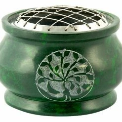 Om Imports Tree Of Life Carved Natural Stone Screen Charcoal Incense Burner Incense & Accessories