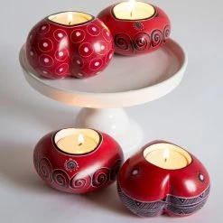 Ten Thousand Villages Global Fair Trade Gifts Kisii Stone Carved Heart Candleholder Handcrafted In Kenya