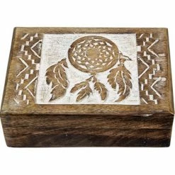Kheops International Carved Mango Wood Box ~ Dreamcatcher