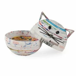 Ten Thousand Villages Global Fair Trade Gifts Recycled Coiled Paper Cat Box Handcrafted In Vietnam