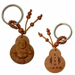 Kheops International Sale! Prosperity Buddha Wood Keychain