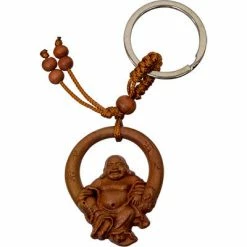 Kheops International Happy Hotei Buddha Wood Keychain Sale!