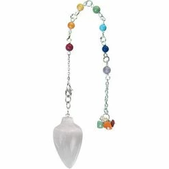 Kheops International Metaphysical & Divination Gifts Selenite Chakra Chain Curved Pendulum