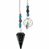 Kheops International Metaphysical & Divination Gifts Hexagonal Snowflake Obsidian - Dreamcatcher Embellished Pendulum