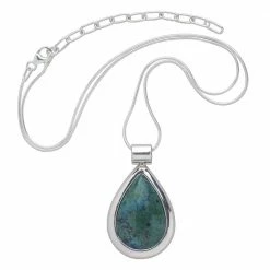 Ten Thousand Villages Global Fair Trade Gifts Turquoise Teardrop Sterling Silver Necklace Handcrafted In Peru
