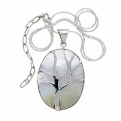 Ten Thousand Villages Mother Of Pearl Tree Of Light Sterling Silver Necklace Handcrafted In Peru
