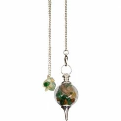 Kheops International Metaphysical & Divination Gifts Green Adventurine & Citrine Chips Glass Sephoroton Pendulum - Prosperity