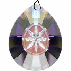 Kheops International Prisms & Hanging Crystals Fleur De Lis Crystal Prism (100 Mm) Aurora Borealis Finish