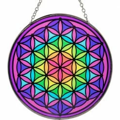 Kheops International Flower Of Life Glass Suncatcher Prisms & Hanging Crystals