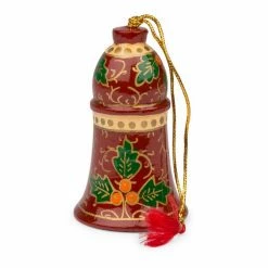 Ten Thousand Villages Holly Jolly Bell Metal Hand-painted Ornament Handcrafted In India Global Fair Trade Gifts