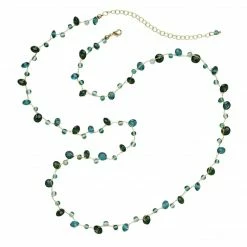 Ten Thousand Villages Fresh Water Aqua Tones Glass Bead Necklace Handcrafted In India