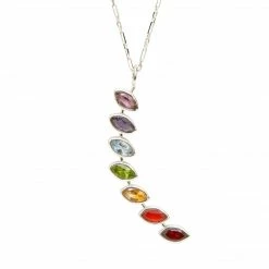 Ten Thousand Villages Chakra Gemstones Sterling Silver Necklace Handcrafted In India Global Fair Trade Gifts