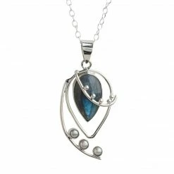 Ten Thousand Villages Spring Breeze Labradorite And Pearl Sterling Silver Necklace Handcrafted In India