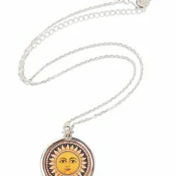Ten Thousand Villages Sun & Moon Handpainted Pendant Sterling Silver Necklace Handcrafted In India Global Fair Trade Gifts