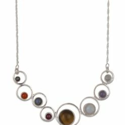 Ten Thousand Villages Solar System Gemstones Sterling Silver Necklace Handcrafted In India
