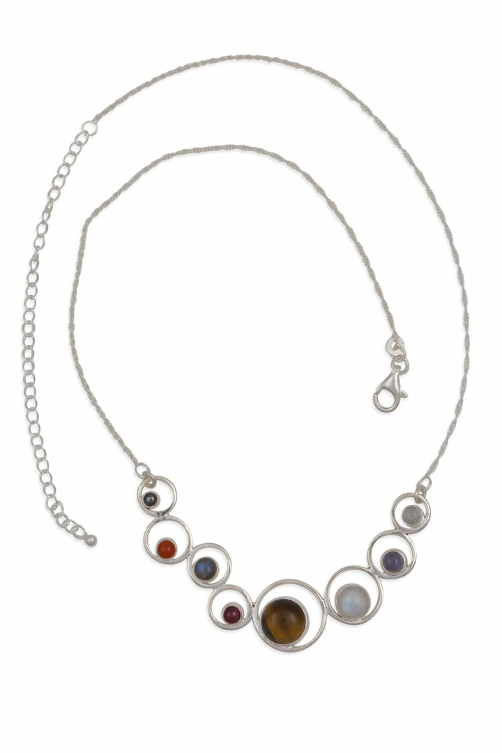 Discount 🎁 Ten Thousand Villages Solar System Gemstones Sterling Silver Necklace Handcrafted In India ⭐ 4 Ten Thousand Villages Solar System Gemstones Sterling Silver Necklace Handcrafted In India