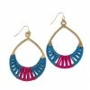 Ten Thousand Villages Global Fair Trade Gifts Crisscross Thread Earrings Blue & Pink Handcrafted In India