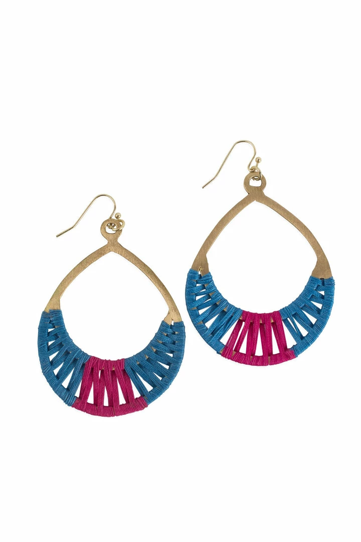 Promo 😍 Ten Thousand Villages Global Fair Trade Gifts Crisscross Thread Earrings Blue & Pink Handcrafted In India 💯 3 Ten Thousand Villages Global Fair Trade Gifts Crisscross Thread Earrings Blue & Pink Handcrafted In India