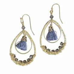 Ten Thousand Villages Tassel Teardrop Bead Occasion Earrings Handcrafted In India